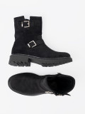 Botine negre moderne cu catarame argintii