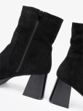 Botine elegante negre pe toc stabil