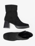 Botine elegante negre pe toc stabil