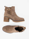 Botine bej elegante cu toc confortabil
