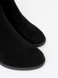 Botine elegante negre cu toc gros și guler plisat