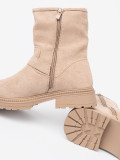 Botine bej elegante cu catarame decorative