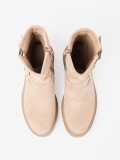 Botine bej elegante cu catarame decorative