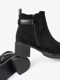 Botine negre cu cataramă pe toc stabil