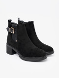 Botine negre cu cataramă pe toc stabil