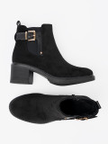 Botine negre cu cataramă pe toc stabil