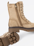 Botine bej din imitație de velur cu talpă robustă