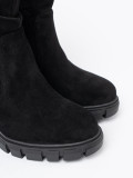 Botine negre elegante cu guler plisat