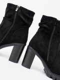 Botine negre elegante cu guler plisat