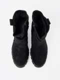 Botine negre elegante cu guler plisat