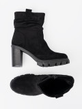 Botine negre elegante cu guler plisat