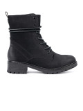 Botine negre la modă cu șnur decorativ