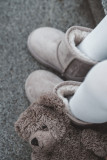 Cizme de zăpadă bej îmblănite din piele ecologică întoarsă