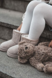 Cizme de zăpadă bej îmblănite din piele ecologică întoarsă