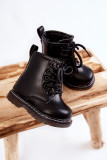 Ghete negre din piele ecologică cu fermoar lateral