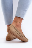 Mocasini maro perforați din piele ecologică cu accesoriu decorativ