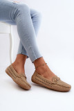 Mocasini maro perforați din piele ecologică cu accesoriu decorativ