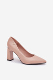 Pantofi eleganți cu toc gros, bej