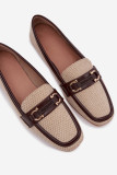 Mocasini maro-bej din material textil cu element decorativ