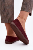Balerini barefoot din piele întoarsă naturală bordo