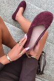 Balerini barefoot din piele întoarsă naturală bordo