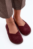 Balerini barefoot din piele întoarsă naturală bordo