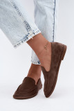 Mocasini din piele întoarsă ecologică maro