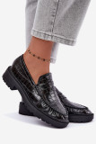 Mocasini negri cu model embosat