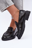 Mocasini negri cu model embosat