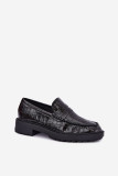 Mocasini negri cu model embosat