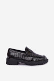 Mocasini negri cu model embosat