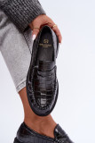 Mocasini negri cu model embosat