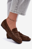 Mocasini bej din piele ecologică întoarsă, fără toc
