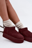 Cizme de zăpadă din piele întoarsă naturală bordo