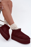 Cizme de zăpadă din piele întoarsă naturală bordo