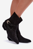 Ghete scurte negre îmblănite din piele naturală întoarsă