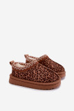Cizme de zăpadă maro cu broderie leopard