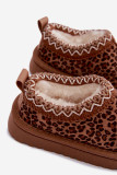 Cizme de zăpadă maro cu broderie leopard