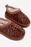 Cizme de zăpadă maro cu broderie leopard