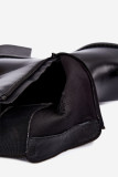 Ghete negre din piele ecologică cu toc gros