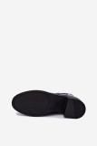 Ghete negre din piele ecologică cu toc gros