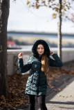 Geacă de iarnă bleumarin cu blană detașabilă
