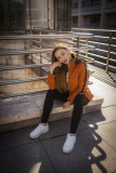 Parka de iarnă reversibilă portocaliu închis/maro