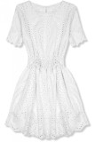 Rochie cu broderie perforată albă