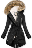 Parka îmblănită de iarnă neagră