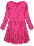 Rochie fuchsia cu broderie perforată