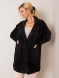 Palton negru din alpaca fluffy