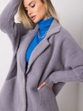 Palton gri din alpaca cu buzunare