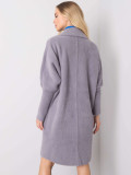 Palton gri din alpaca cu buzunare