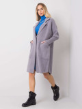 Palton gri din alpaca cu buzunare